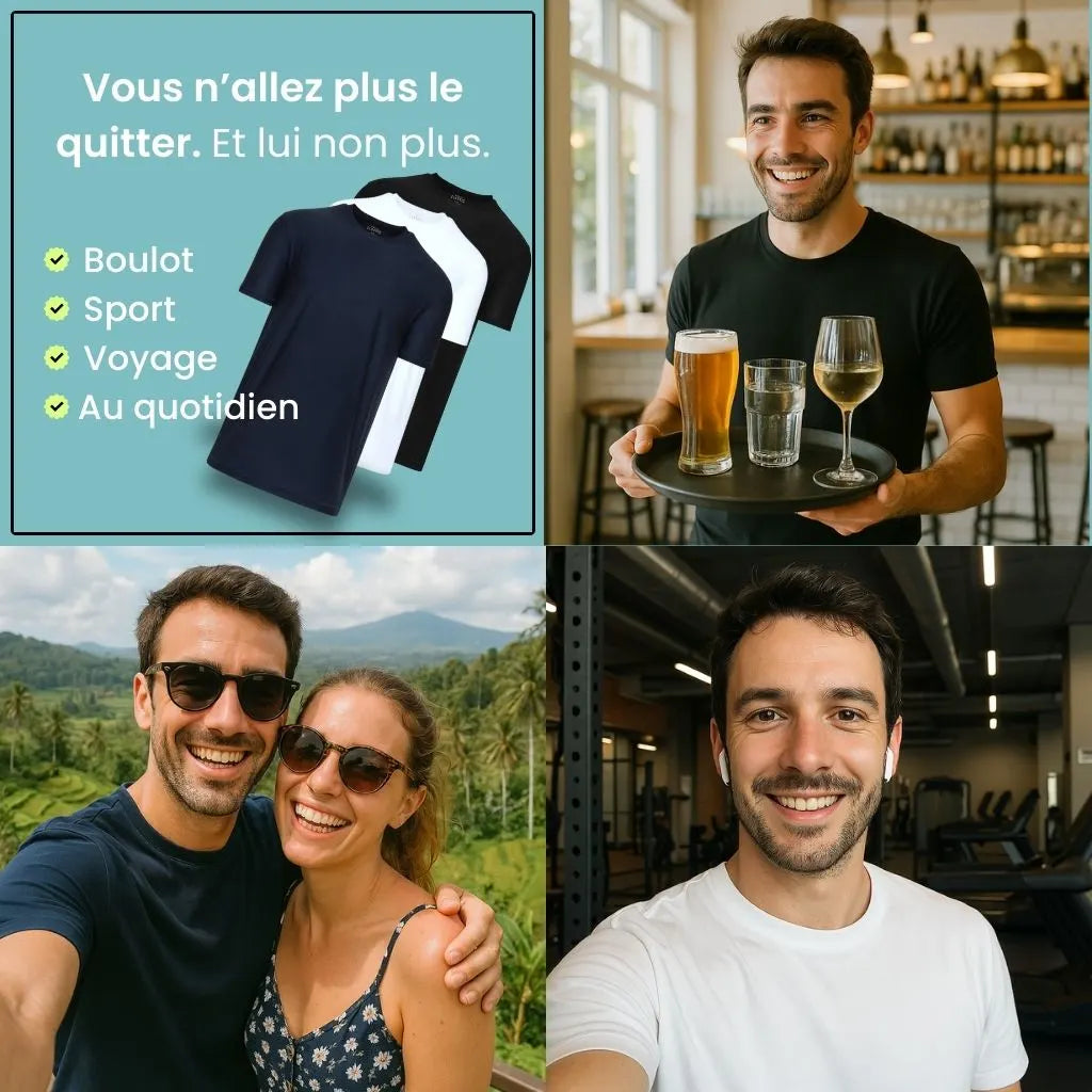 Pack de 3 T-shirts Bambou Active (2 achetés + 1 offert)